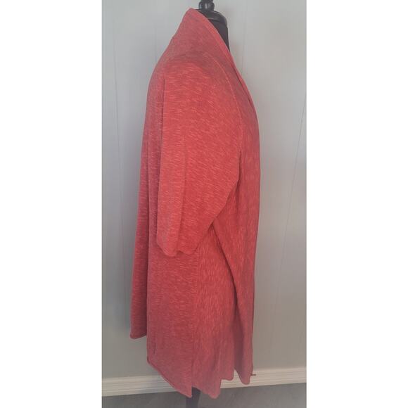 Eileen Fisher Red Linen Blend Open Front Cardigan L EUC 3/4 Sleeve Casual - Picture 2 of 8